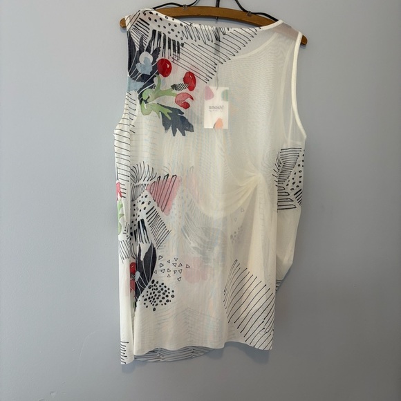 NWT Smash Woman’s M Mesh Floral Print White Sleeveless Top - Picture 5 of 7